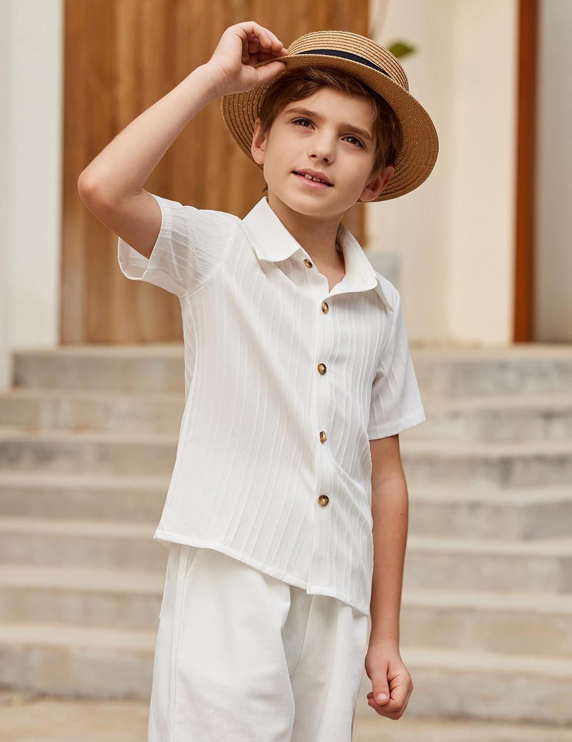 image:imageArshiner Boys White Button Down Shirt Short Sleeve Boys Summer Outfits Size 645years