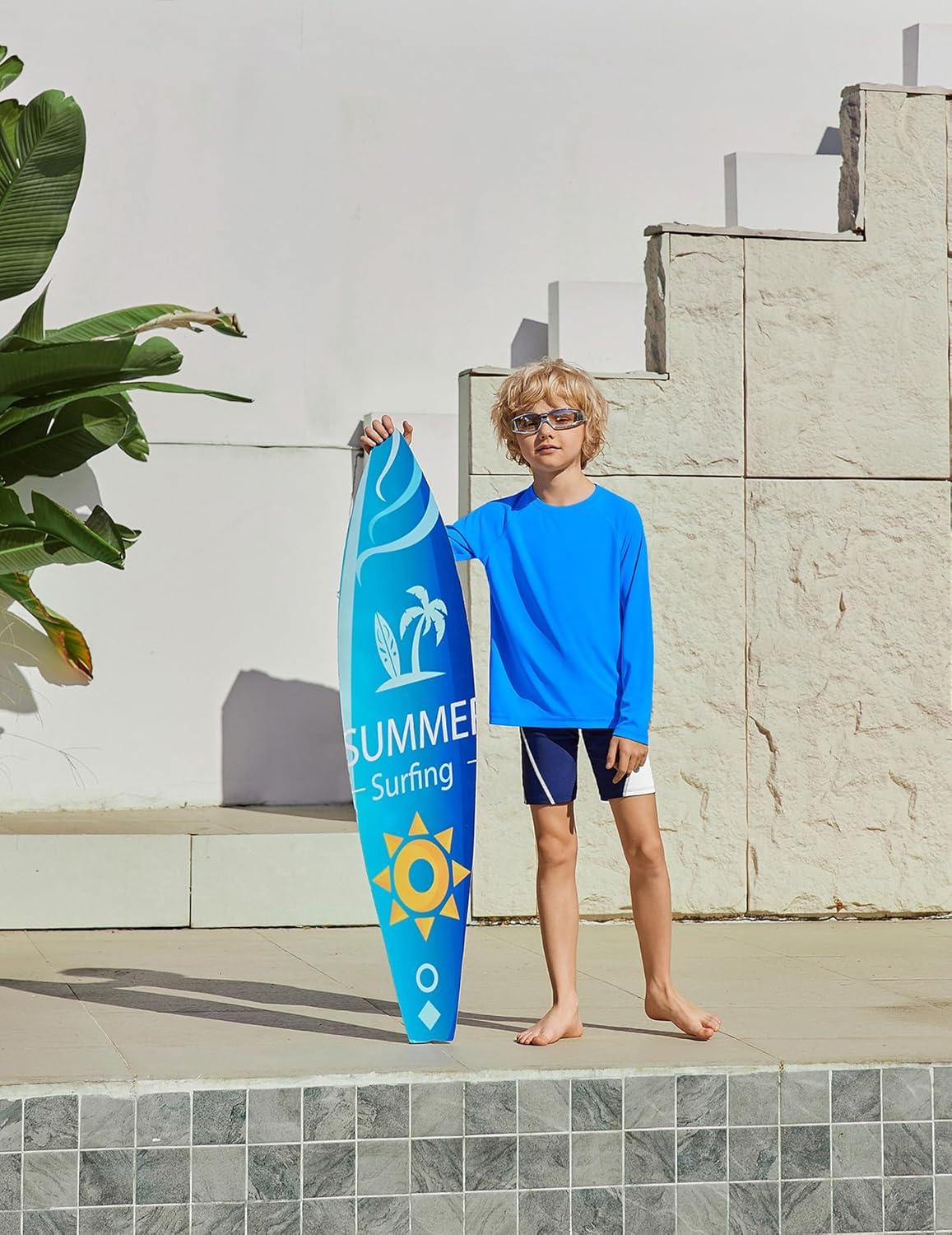 image:imageBoys UPF 50 Rash Guard Swim Shirts Long Sleeve Quick Dry UV Sun Protection SPF Water Shirts for Boys and GirlsRoyal Blue