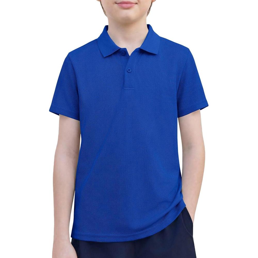 image:imageArshiner Boys Golf Polo Shirt Uniform Short Sleeve Button Collared Tee Casual Performance Active T Shirt Size 413 YearsRoyal Blue
