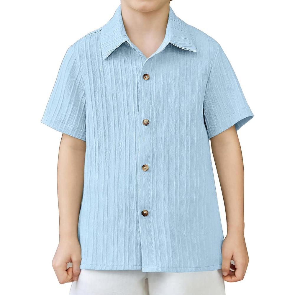 image:imageArshiner Boys Light Blue Shirt Casual Button Down Shirt Summer Beach Tops 910 Years