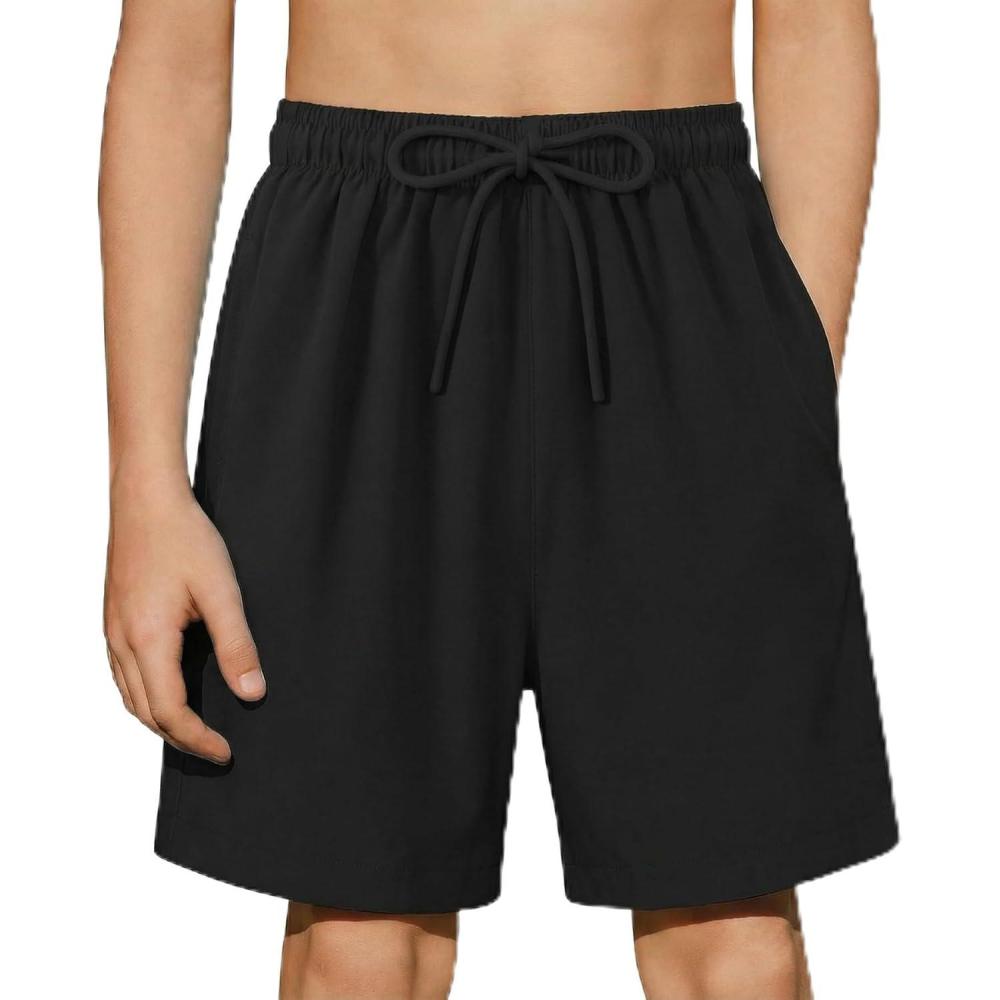 image:imageArshiner Boys Swim Trunks Quick Dry Bathing Suit Boys Swim Shorts Stretch Swimsuit 614 YearsBlack