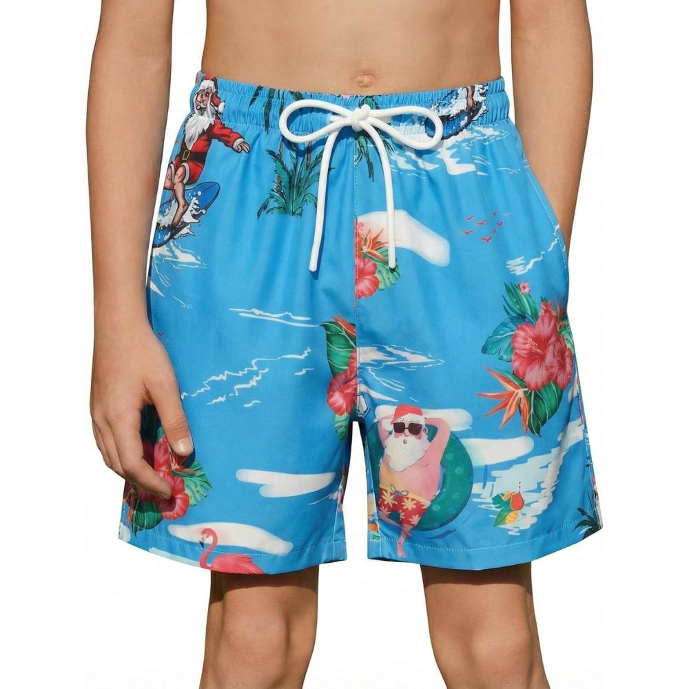 image:imageArshiner Boys Swim Trunks Quick Dry Bathing Suit Boys Swim Shorts Stretch Swimsuit 614 YearsChristmas in Hawaii Blue