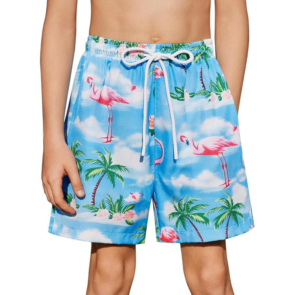 image:imageArshiner Boys Swim Trunks Quick Dry Bathing Suit Boys Swim Shorts Stretch Swimsuit 614 YearsFlamingo Blue