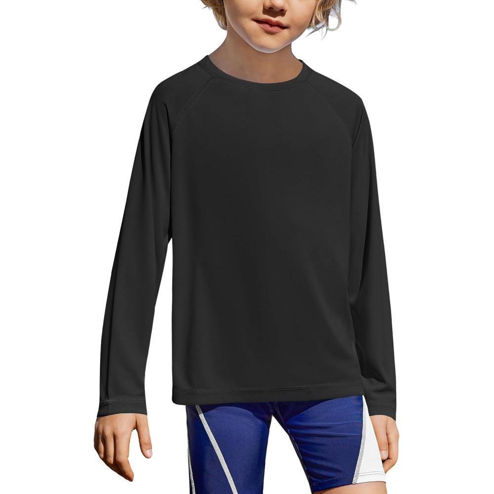image:imageBoys UPF 50 Rash Guard Swim Shirts Long Sleeve Quick Dry UV Sun Protection SPF Water Shirts for Boys and GirlsBlack