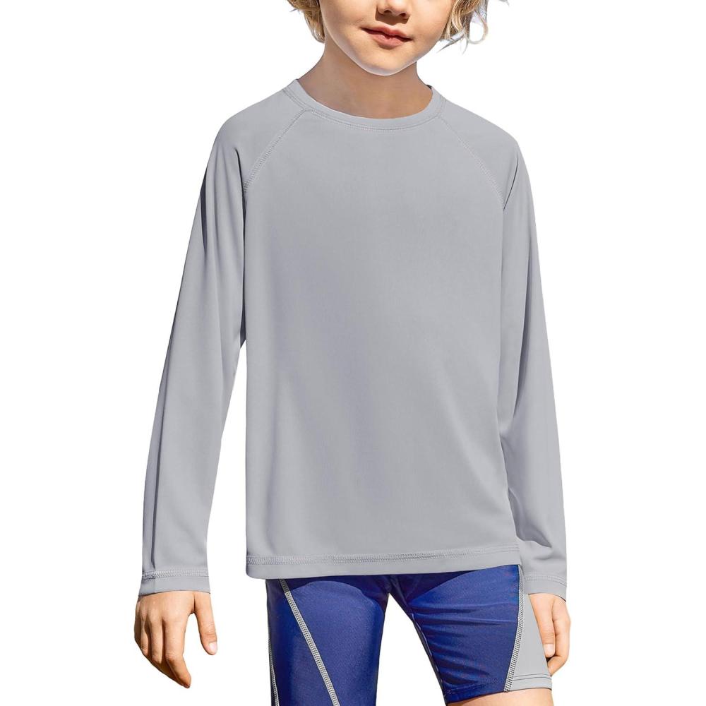 image:imageBoys UPF 50 Rash Guard Swim Shirts Long Sleeve Quick Dry UV Sun Protection SPF Water Shirts for Boys and GirlsLight Grey