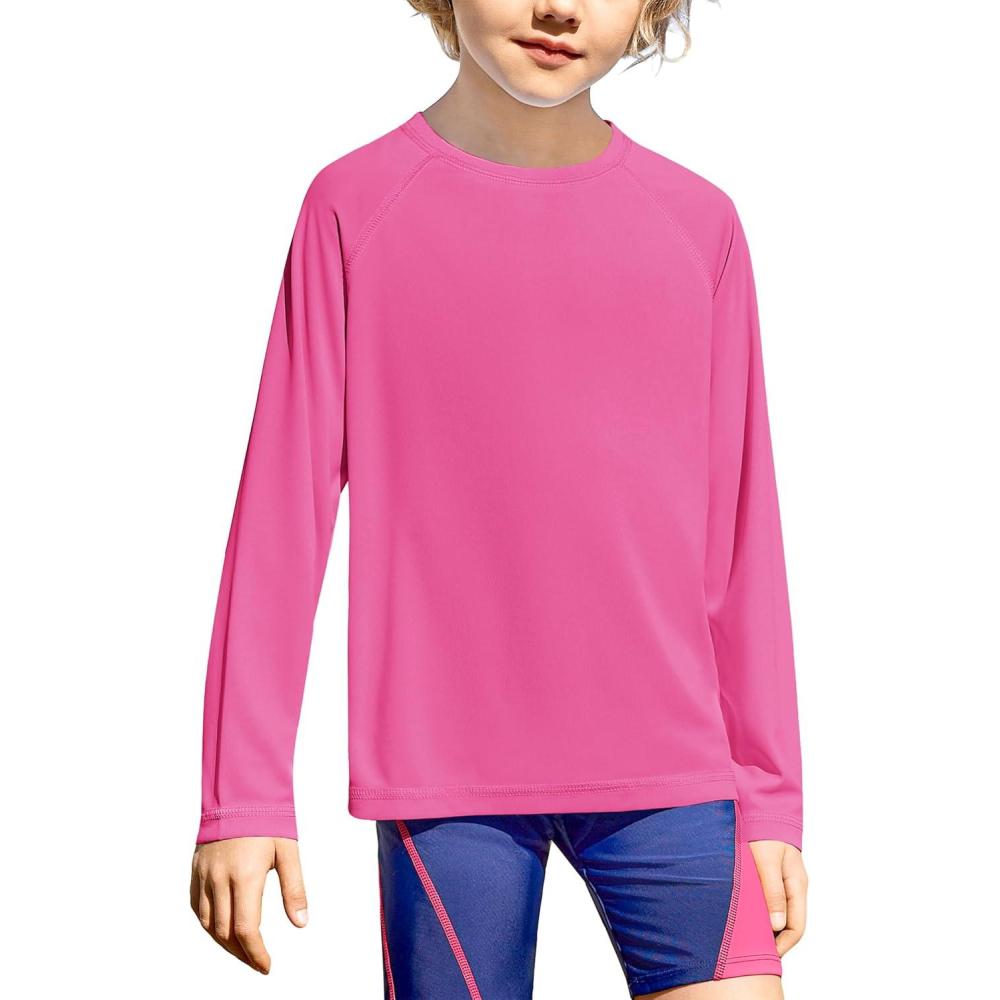 image:imageBoys UPF 50 Rash Guard Swim Shirts Long Sleeve Quick Dry UV Sun Protection SPF Water Shirts for Boys and GirlsRose Pink