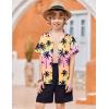 Arshiner Boys 2 Piece Hawaiian Outfits Button Down Shirt and Shorts Set Summer Vacation Clothes for 5-12 Years(Pink/Black Coconut Tree)