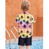 Arshiner Boys 2 Piece Hawaiian Outfits Button Down Shirt and Shorts Set Summer Vacation Clothes for 5-12 Years(Pink/Black Coconut Tree)