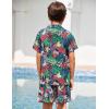 Arshiner Boys 2 Piece Outfits Hawaiian Shorts Sets Button Down Shirt and Shorts Summer Beach Clothes for 2-12 Years(Green – Tropical Print)