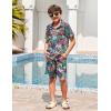Arshiner Boys 2 Piece Outfits Hawaiian Shorts Sets Button Down Shirt and Shorts Summer Beach Clothes for 2-12 Years(Green – Tropical Print)