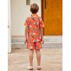 Arshiner Boys 2 Piece Outfits Hawaiian Shorts Sets Button Down Shirt and Shorts Summer Beach Clothes for 2-12 Years(Orange – Palm Tree)