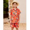 Arshiner Boys 2 Piece Outfits Hawaiian Shorts Sets Button Down Shirt and Shorts Summer Beach Clothes for 2-12 Years(Orange – Palm Tree)