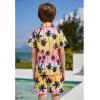 Arshiner Boys 2 Piece Outfits Hawaiian Shorts Sets Button Down Shirt and Shorts Summer Beach Clothes for 2-12 Years(Pink & Yellow – Palm Tree)
