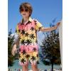 Arshiner Boys 2 Piece Outfits Hawaiian Shorts Sets Button Down Shirt and Shorts Summer Beach Clothes for 2-12 Years(Pink & Yellow – Palm Tree)