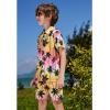 Arshiner Boys 2 Piece Outfits Hawaiian Shorts Sets Button Down Shirt and Shorts Summer Beach Clothes for 2-12 Years(Pink & Yellow – Palm Tree)