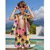 Arshiner Boys 2 Piece Outfits Hawaiian Shorts Sets Button Down Shirt and Shorts Summer Beach Clothes for 2-12 Years(Pink & Yellow – Palm Tree)