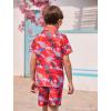 Arshiner Boys 2 Piece Outfits Hawaiian Shorts Sets Button Down Shirt and Shorts Summer Beach Clothes for 2-12 Years(Red – Beach)