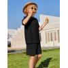 Arshiner Boys 2 Piece Summer Beach Outfits Textured Henley Shirts and Shorts Set Casual Vacation Clothes for 4-12 Years Kids(Black)