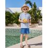 Arshiner Boys 2 Piece Summer Beach Outfits Textured Henley Shirts and Shorts Set Casual Vacation Clothes for 4-12 Years Kids(Blue Stripes-blue)