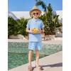 Arshiner Boys 2 Piece Summer Beach Outfits Textured Henley Shirts and Shorts Set Casual Vacation Clothes for 4-12 Years Kids(Light Blue)