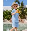 Arshiner Boys 2 Piece Summer Beach Outfits Textured Henley Shirts and Shorts Set Casual Vacation Clothes for 4-12 Years Kids(Light Blue)