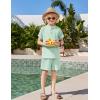 Arshiner Boys 2 Piece Summer Beach Outfits Textured Henley Shirts and Shorts Set Casual Vacation Clothes for 4-12 Years Kids(Light Green)