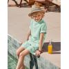 Arshiner Boys 2 Piece Summer Beach Outfits Textured Henley Shirts and Shorts Set Casual Vacation Clothes for 4-12 Years Kids(Light Green)