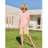 Arshiner Boys 2 Piece Summer Beach Outfits Textured Henley Shirts and Shorts Set Casual Vacation Clothes for 4-12 Years Kids(Light Pink)