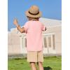 Arshiner Boys 2 Piece Summer Beach Outfits Textured Henley Shirts and Shorts Set Casual Vacation Clothes for 4-12 Years Kids(Light Pink)