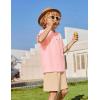 Arshiner Boys 2 Piece Summer Beach Outfits Textured Henley Shirts and Shorts Set Casual Vacation Clothes for 4-12 Years Kids(Light Pink)