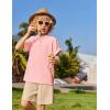 Arshiner Boys 2 Piece Summer Beach Outfits Textured Henley Shirts and Shorts Set Casual Vacation Clothes for 4-12 Years Kids(Light Pink)