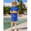 Arshiner Boys 2 Piece Summer Beach Outfits Textured Henley Shirts and Shorts Set Casual Vacation Clothes for 4-12 Years Kids(Royal Blue)