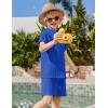 Arshiner Boys 2 Piece Summer Beach Outfits Textured Henley Shirts and Shorts Set Casual Vacation Clothes for 4-12 Years Kids(Royal Blue)