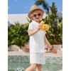 Arshiner Boys 2 Piece Summer Beach Outfits Textured Henley Shirts and Shorts Set Casual Vacation Clothes for 4-12 Years Kids(White)