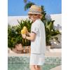 Arshiner Boys 2 Piece Summer Beach Outfits Textured Henley Shirts and Shorts Set Casual Vacation Clothes for 4-12 Years Kids(White)