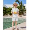 Arshiner Boys 2 Piece Summer Beach Outfits Textured Henley Shirts and Shorts Set Casual Vacation Clothes for 4-12 Years Kids(White)