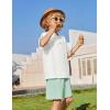 Arshiner Boys 2 Piece Summer Beach Outfits Textured Henley Shirts and Shorts Set Casual Vacation Clothes for 4-12 Years Kids(White-green)