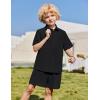 Arshiner Boys 2 Pieces Summer Outfits Short Sleeve Button Down Shirts and Shorts Sets for Kids Vacation Beach Wear 5-12 Years(Black)