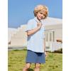 Arshiner Boys 2 Pieces Summer Outfits Short Sleeve Button Down Shirts and Shorts Sets for Kids Vacation Beach Wear 5-12 Years(Blue Stripes-navy)