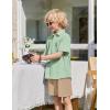 Arshiner Boys 2 Pieces Summer Outfits Short Sleeve Button Down Shirts and Shorts Sets for Kids Vacation Beach Wear 5-12 Years(Green-khaki)