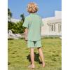Arshiner Boys 2 Pieces Summer Outfits Short Sleeve Button Down Shirts and Shorts Sets for Kids Vacation Beach Wear 5-12 Years(Icy Green)