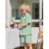 Arshiner Boys 2 Pieces Summer Outfits Short Sleeve Button Down Shirts and Shorts Sets for Kids Vacation Beach Wear 5-12 Years(Icy Green)