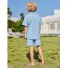 Arshiner Boys 2 Pieces Summer Outfits Short Sleeve Button Down Shirts and Shorts Sets for Kids Vacation Beach Wear 5-12 Years(Light Blue)