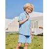 Arshiner Boys 2 Pieces Summer Outfits Short Sleeve Button Down Shirts and Shorts Sets for Kids Vacation Beach Wear 5-12 Years(Light Blue)