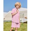 Arshiner Boys 2 Pieces Summer Outfits Short Sleeve Button Down Shirts and Shorts Sets for Kids Vacation Beach Wear 5-12 Years(Light Pink)