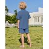Arshiner Boys 2 Pieces Summer Outfits Short Sleeve Button Down Shirts and Shorts Sets for Kids Vacation Beach Wear 5-12 Years(Navy Blue)