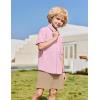 Arshiner Boys 2 Pieces Summer Outfits Short Sleeve Button Down Shirts and Shorts Sets for Kids Vacation Beach Wear 5-12 Years(Pink-khaki)