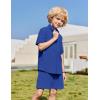Arshiner Boys 2 Pieces Summer Outfits Short Sleeve Button Down Shirts and Shorts Sets for Kids Vacation Beach Wear 5-12 Years(Royal Blue)