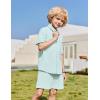 Arshiner Boys 2 Pieces Summer Outfits Short Sleeve Button Down Shirts and Shorts Sets for Kids Vacation Beach Wear 5-12 Years(Sky Blue)