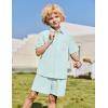 Arshiner Boys 2 Pieces Summer Outfits Short Sleeve Button Down Shirts and Shorts Sets for Kids Vacation Beach Wear 5-12 Years(Sky Blue)